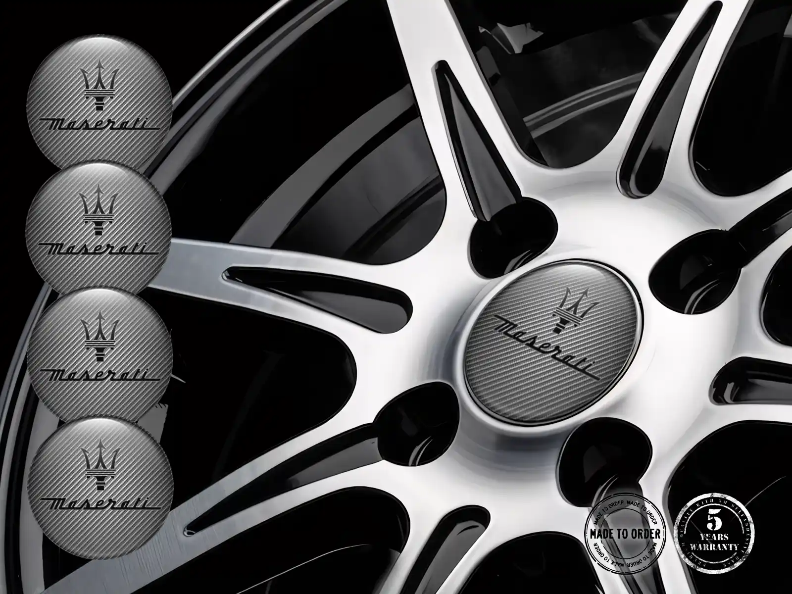 Maserati Pegatinas de Rueda Versión Etiquetas Bombadas de Resina
